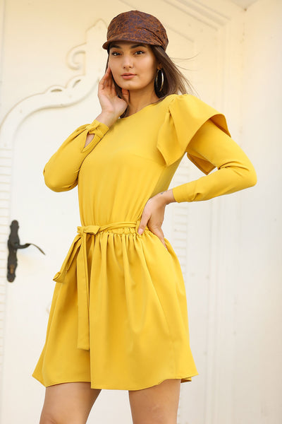 Frilled Mustard Dress