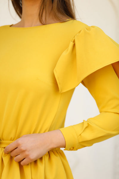 Frilled Mustard Dress