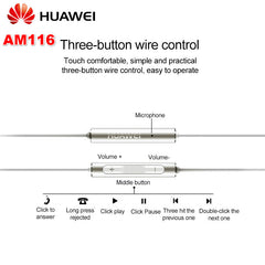 Original Huawei Earphone am116 Honor AM115 Headset Mic 3.5mm for HUAWEI P7 P8 P9 Lite P10 Plus Honor 5X 6X Mate 7 8 9 smartphone