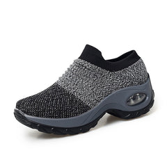 KWBEFRT 2020 Spring Women Sneakers Shoes Flat Slip on Platform Sneakers for Women Black Breathable Mesh Sock Sneake Dropshipping