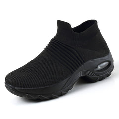 KWBEFRT 2020 Spring Women Sneakers Shoes Flat Slip on Platform Sneakers for Women Black Breathable Mesh Sock Sneake Dropshipping