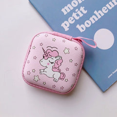 Cartoon Mini Zipper Hard Headphone Holder Case Portable Earbuds Pouch box Earphone Storage Bag Protective USB Cable Organizer