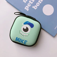 Cartoon Mini Zipper Hard Headphone Holder Case Portable Earbuds Pouch box Earphone Storage Bag Protective USB Cable Organizer