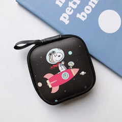 Cartoon Mini Zipper Hard Headphone Holder Case Portable Earbuds Pouch box Earphone Storage Bag Protective USB Cable Organizer