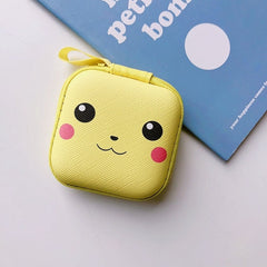 Cartoon Mini Zipper Hard Headphone Holder Case Portable Earbuds Pouch box Earphone Storage Bag Protective USB Cable Organizer