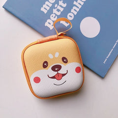 Cartoon Mini Zipper Hard Headphone Holder Case Portable Earbuds Pouch box Earphone Storage Bag Protective USB Cable Organizer