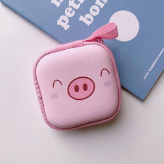 Cartoon Mini Zipper Hard Headphone Holder Case Portable Earbuds Pouch box Earphone Storage Bag Protective USB Cable Organizer