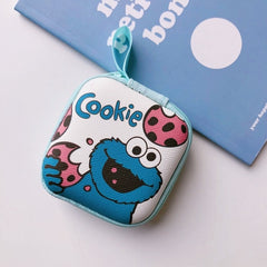 Cartoon Mini Zipper Hard Headphone Holder Case Portable Earbuds Pouch box Earphone Storage Bag Protective USB Cable Organizer