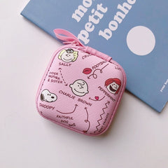 Cartoon Mini Zipper Hard Headphone Holder Case Portable Earbuds Pouch box Earphone Storage Bag Protective USB Cable Organizer