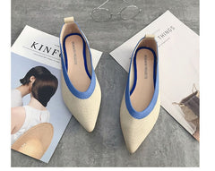 Women Flats Stretch Knitted Mixed Color Moccasins Breathable Cozy Work Shoes Brief Fashion Ladies Flats Light Driving Loafers