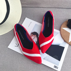 Women Flats Stretch Knitted Mixed Color Moccasins Breathable Cozy Work Shoes Brief Fashion Ladies Flats Light Driving Loafers