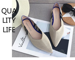 Women Flats Stretch Knitted Mixed Color Moccasins Breathable Cozy Work Shoes Brief Fashion Ladies Flats Light Driving Loafers