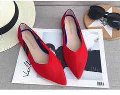 Women Flats Stretch Knitted Mixed Color Moccasins Breathable Cozy Work Shoes Brief Fashion Ladies Flats Light Driving Loafers