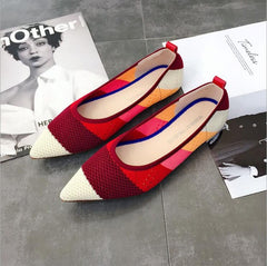 Women Flats Stretch Knitted Mixed Color Moccasins Breathable Cozy Work Shoes Brief Fashion Ladies Flats Light Driving Loafers
