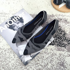 Women Flats Stretch Knitted Mixed Color Moccasins Breathable Cozy Work Shoes Brief Fashion Ladies Flats Light Driving Loafers