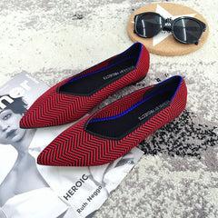 Women Flats Stretch Knitted Mixed Color Moccasins Breathable Cozy Work Shoes Brief Fashion Ladies Flats Light Driving Loafers