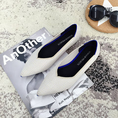 Women Flats Stretch Knitted Mixed Color Moccasins Breathable Cozy Work Shoes Brief Fashion Ladies Flats Light Driving Loafers