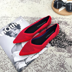 Women Flats Stretch Knitted Mixed Color Moccasins Breathable Cozy Work Shoes Brief Fashion Ladies Flats Light Driving Loafers