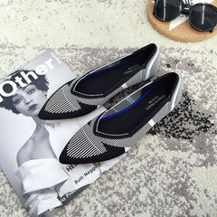 Women Flats Stretch Knitted Mixed Color Moccasins Breathable Cozy Work Shoes Brief Fashion Ladies Flats Light Driving Loafers