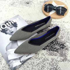Women Flats Stretch Knitted Mixed Color Moccasins Breathable Cozy Work Shoes Brief Fashion Ladies Flats Light Driving Loafers