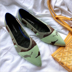 Women Flats Stretch Knitted Mixed Color Moccasins Breathable Cozy Work Shoes Brief Fashion Ladies Flats Light Driving Loafers