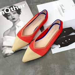 Women Flats Stretch Knitted Mixed Color Moccasins Breathable Cozy Work Shoes Brief Fashion Ladies Flats Light Driving Loafers