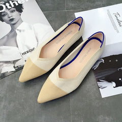 Women Flats Stretch Knitted Mixed Color Moccasins Breathable Cozy Work Shoes Brief Fashion Ladies Flats Light Driving Loafers