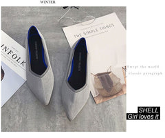 Women Flats Stretch Knitted Mixed Color Moccasins Breathable Cozy Work Shoes Brief Fashion Ladies Flats Light Driving Loafers