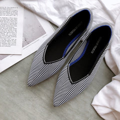 Women Flats Stretch Knitted Mixed Color Moccasins Breathable Cozy Work Shoes Brief Fashion Ladies Flats Light Driving Loafers