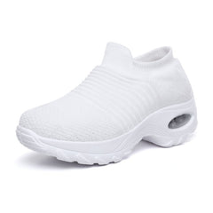 KWBEFRT 2020 Spring Women Sneakers Shoes Flat Slip on Platform Sneakers for Women Black Breathable Mesh Sock Sneake Dropshipping