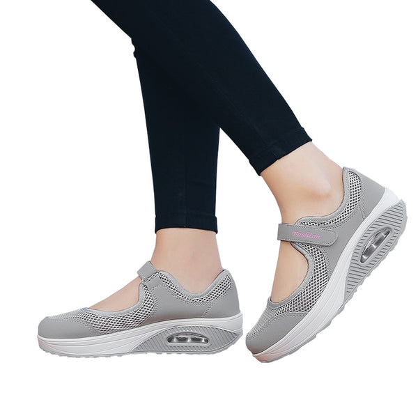 Summer Women Flat Platform Shoes Woman Casual Mesh Breathable Slip On Fabric Sneakers Shoes For Women Female Mary Jane Shoe