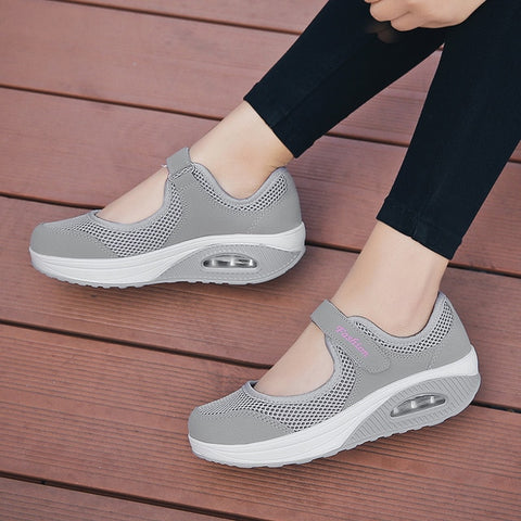 Summer Women Flat Platform Shoes Woman Casual Mesh Breathable Slip On Fabric Sneakers Shoes For Women Female Mary Jane Shoe