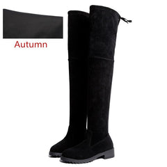 Size 35-41 Winter Over The Knee Boots Women Stretch Fabric Thigh High Sexy Woman Shoes Long Boot