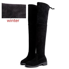 Size 35-41 Winter Over The Knee Boots Women Stretch Fabric Thigh High Sexy Woman Shoes Long Boot