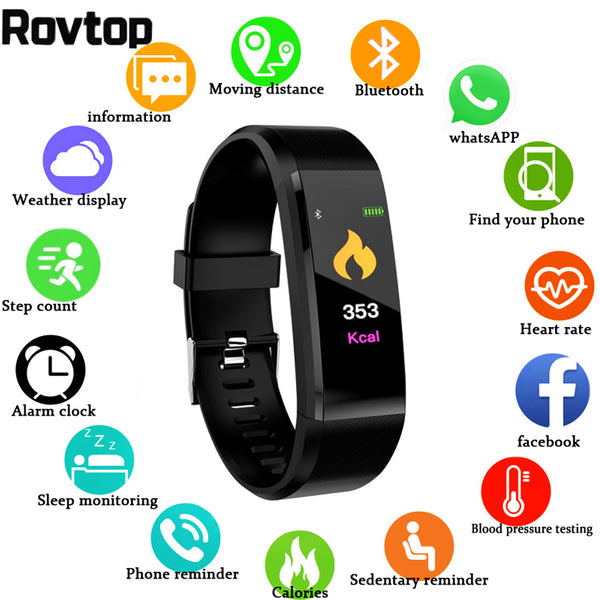 Rovtop New Smart Watch Men Women Heart Rate Monitor Blood Pressure Fitness Tracker Smartwatch Sport Watch for IOS Android