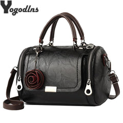 Fashion Women Shoulder Bag with Flower Pendant Ladies Totes Party Purse Boston Handbag Casual Female Messenger Cross body Bags
