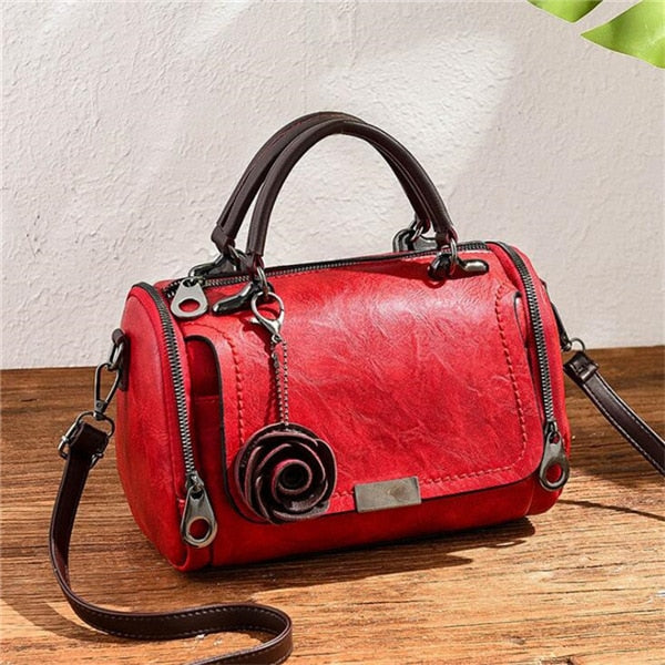 Fashion Women Shoulder Bag with Flower Pendant Ladies Totes Party Purse Boston Handbag Casual Female Messenger Cross body Bags
