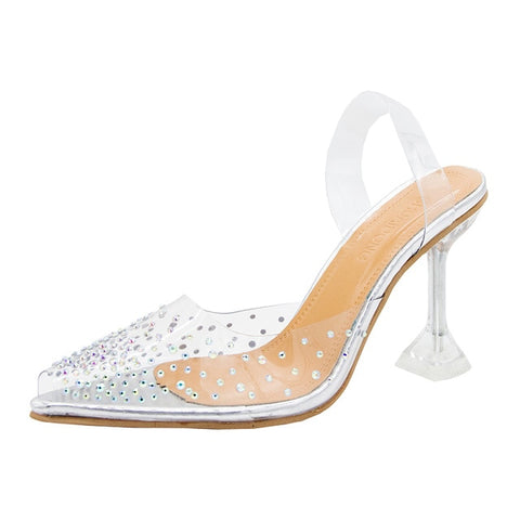 Luxury  Women Pumps 2020 Transparent High Heels Sexy Pointed Toe Slip-on Wedding Party Brand Fashion Shoes For Lady  PVC