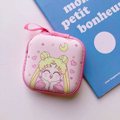 Cartoon Mini Zipper Hard Headphone Case Earphone Case Box Storage Bag Protective USB Cable Organizer Portable Earbud Accessories