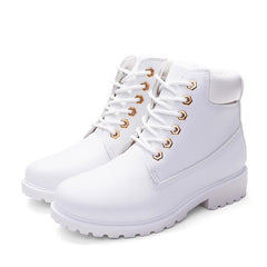 Winter boots women shoes 2020 warm plush square heels women snow boots women lace-up ankle boots winter shoes woman botas mujer