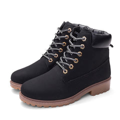 Winter boots women shoes 2020 warm plush square heels women snow boots women lace-up ankle boots winter shoes woman botas mujer