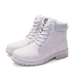 Winter boots women shoes 2020 warm plush square heels women snow boots women lace-up ankle boots winter shoes woman botas mujer