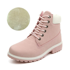 Winter boots women shoes 2020 warm plush square heels women snow boots women lace-up ankle boots winter shoes woman botas mujer