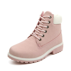 Winter boots women shoes 2020 warm plush square heels women snow boots women lace-up ankle boots winter shoes woman botas mujer