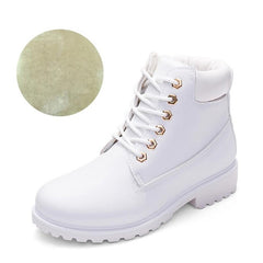 Winter boots women shoes 2020 warm plush square heels women snow boots women lace-up ankle boots winter shoes woman botas mujer