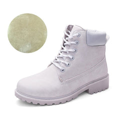 Winter boots women shoes 2020 warm plush square heels women snow boots women lace-up ankle boots winter shoes woman botas mujer