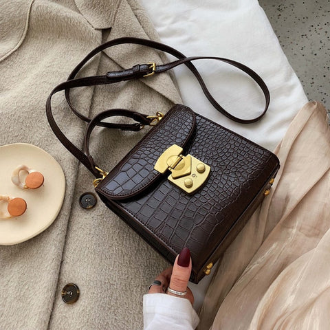 Mini Stone Pattern PU Leather Crossbody Bags For Women 2020 Lock Designer Shoulder Messenger Bag Female Travel Handbags
