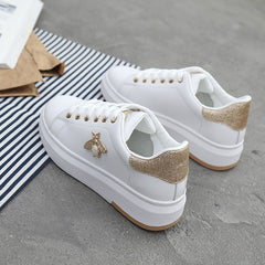 Women Casual Shoes 2020 New Women Sneakers Fashion Breathable PU Leather Platform White Women Shoes Soft Footwears Rhinestone