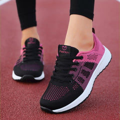 Women Casual Shoes Fashion Breathable Walking Mesh Lace Up Flat Shoes Sneakers Women 2020 Tenis Feminino Pink Black White