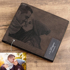 Custom Picture PU Leather Wallet Men's Bifold Custom Inscription Photo Engraved Wallet Thanksgiving Gifts For Him Custom Wallet